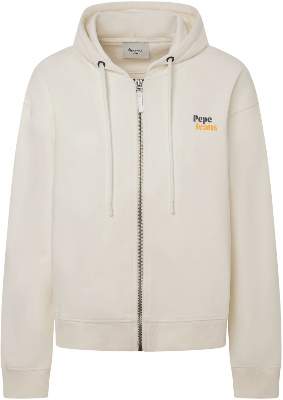 Pepe Jeans Tepláková bunda 'Edna'  antracitová / oranžová / červená melírovaná / prírodná biela