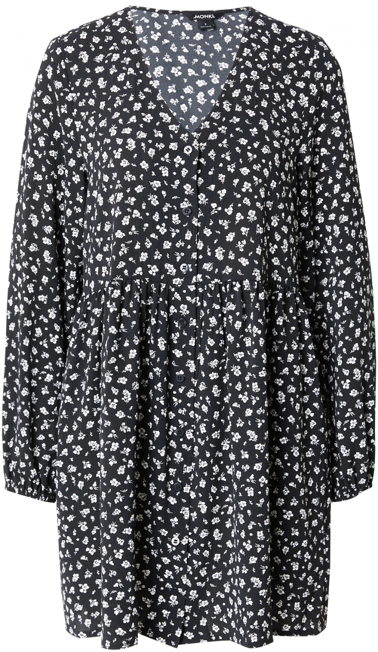 Monki Košeľové šaty  čierna / biela