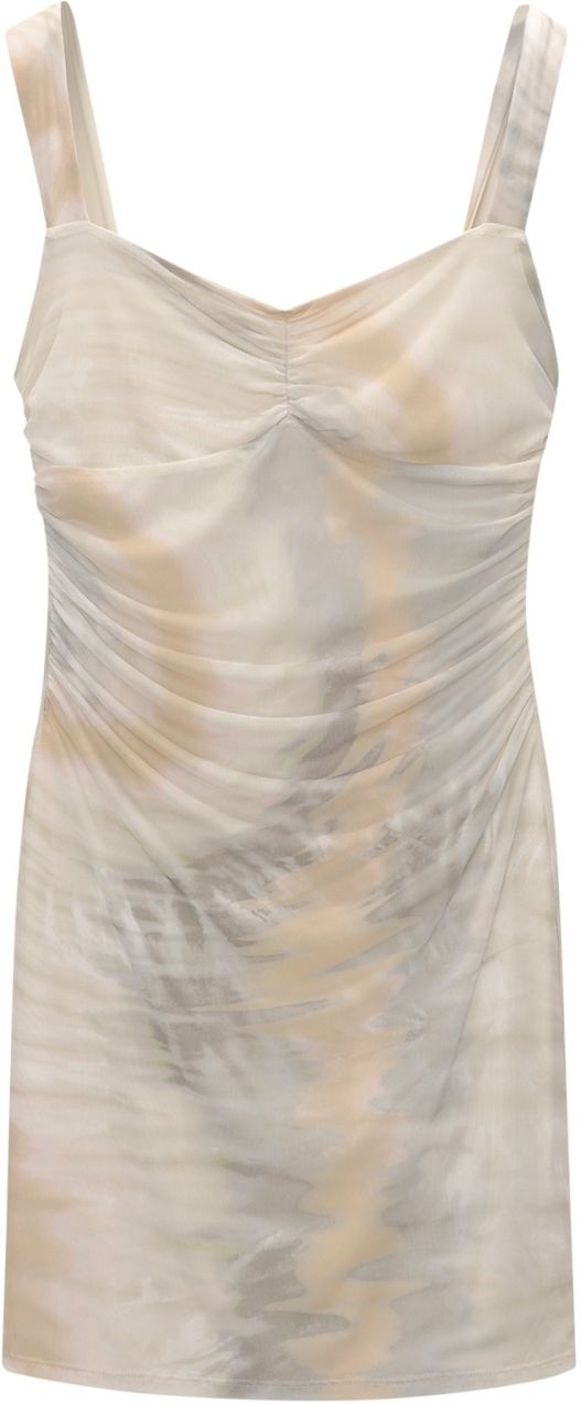 Pull&Bear Letné šaty  béžová / piesková / nebesky modrá / farby bahna