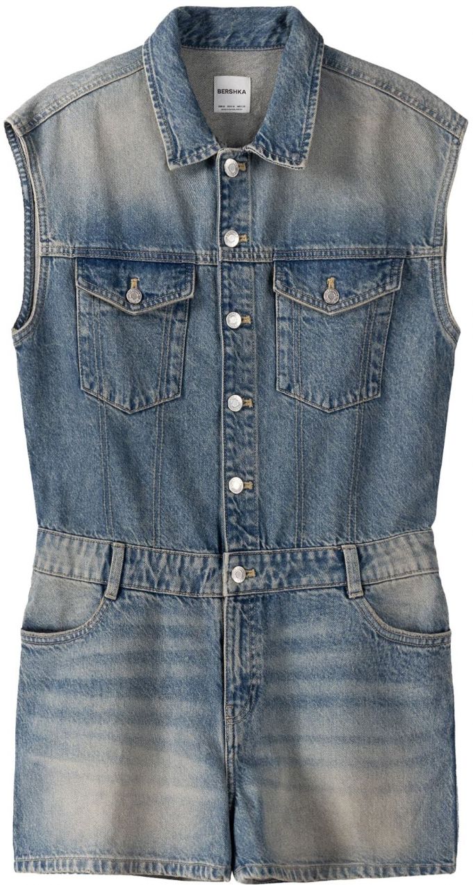 Bershka Overal  modrá denim