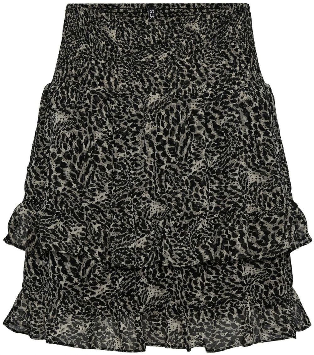 PIECES Sukňa 'Misty'  sivá / svetlosivá / čierna