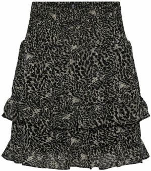 PIECES Sukňa 'Misty'  sivá / svetlosivá / čierna