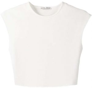 Bershka Tričko  šedobiela