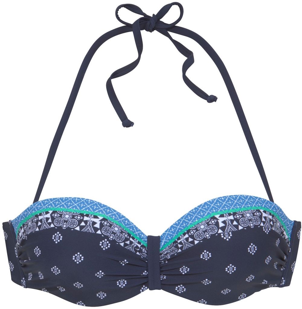 LASCANA Bikinový top  modrá / námornícka modrá / zelená / biela