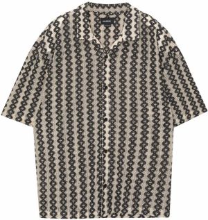 Pull&Bear Košeľa  krémová / čierna