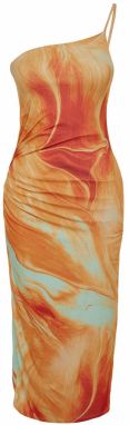 Trendyol Kokteilové šaty  nefritová / oranžová / homárová