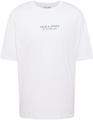 JACK & JONES Tričko 'JJPRAIA'  svetlozelená / tmavozelená / biela
