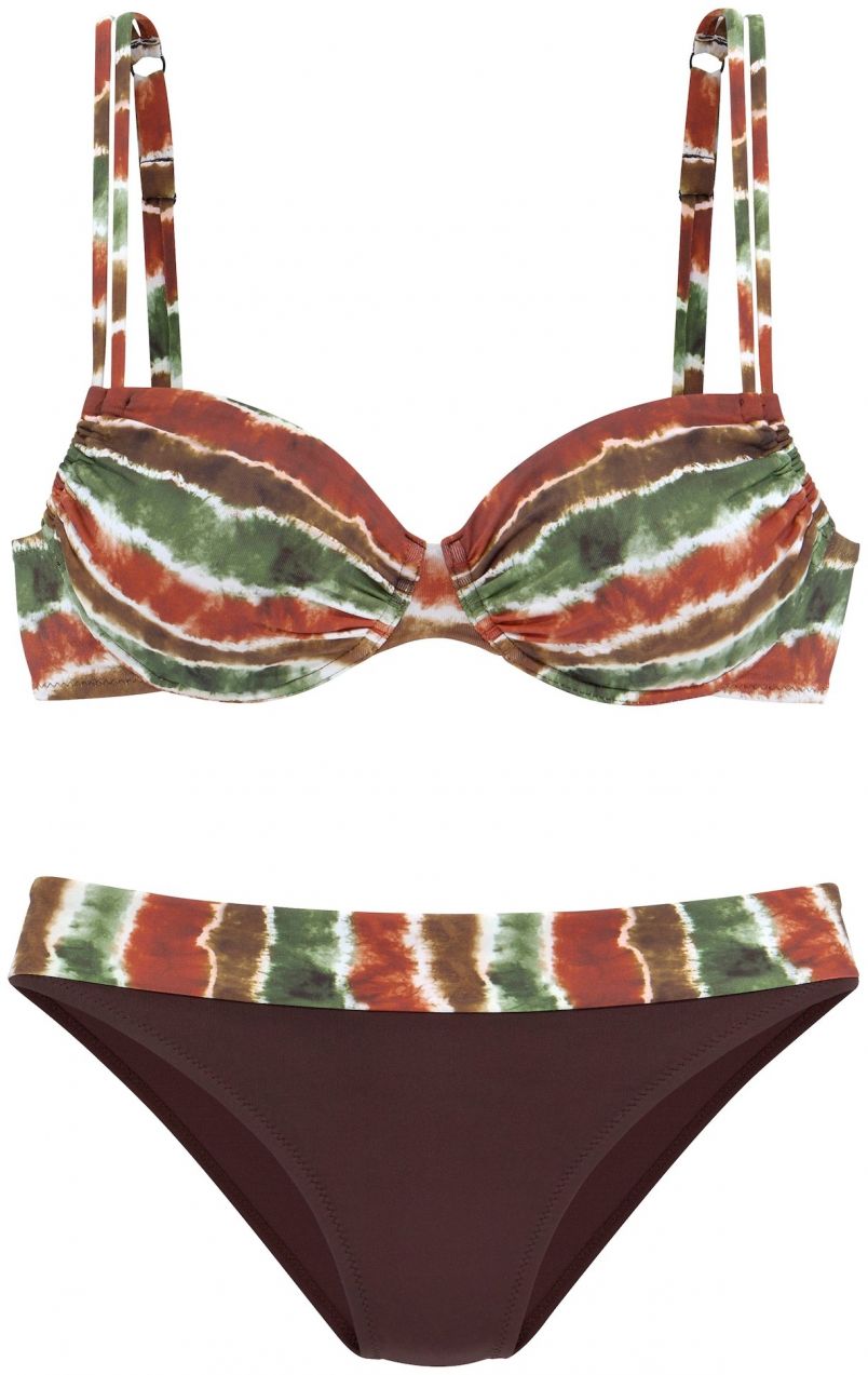JETTE Bikiny  tmavohnedá / kaki / biela