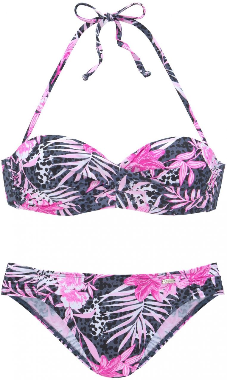 BUFFALO Bikiny  sivá / svetloružová / čierna / biela