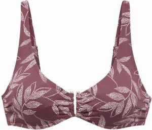 LASCANA Bikinový top  hnedá / biela