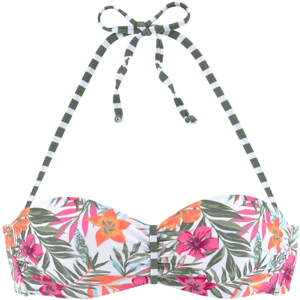 VENICE BEACH Bikinový top  olivová / oranžová / ružová / biela