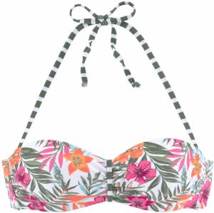 VENICE BEACH Bikinový top  olivová / oranžová / ružová / biela