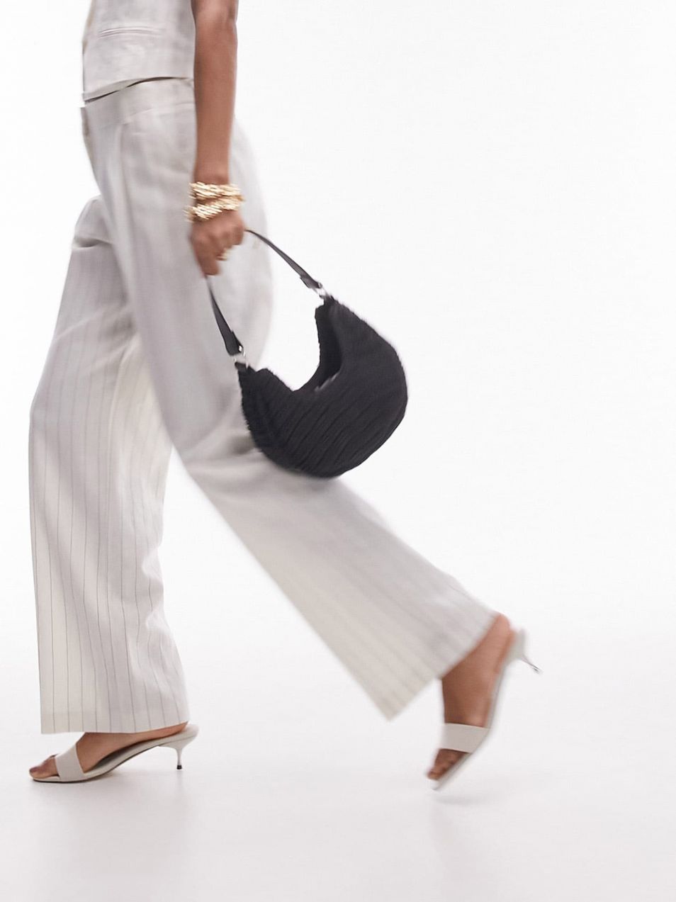 TOPSHOP Nohavice s pukmi  krémová / modrá