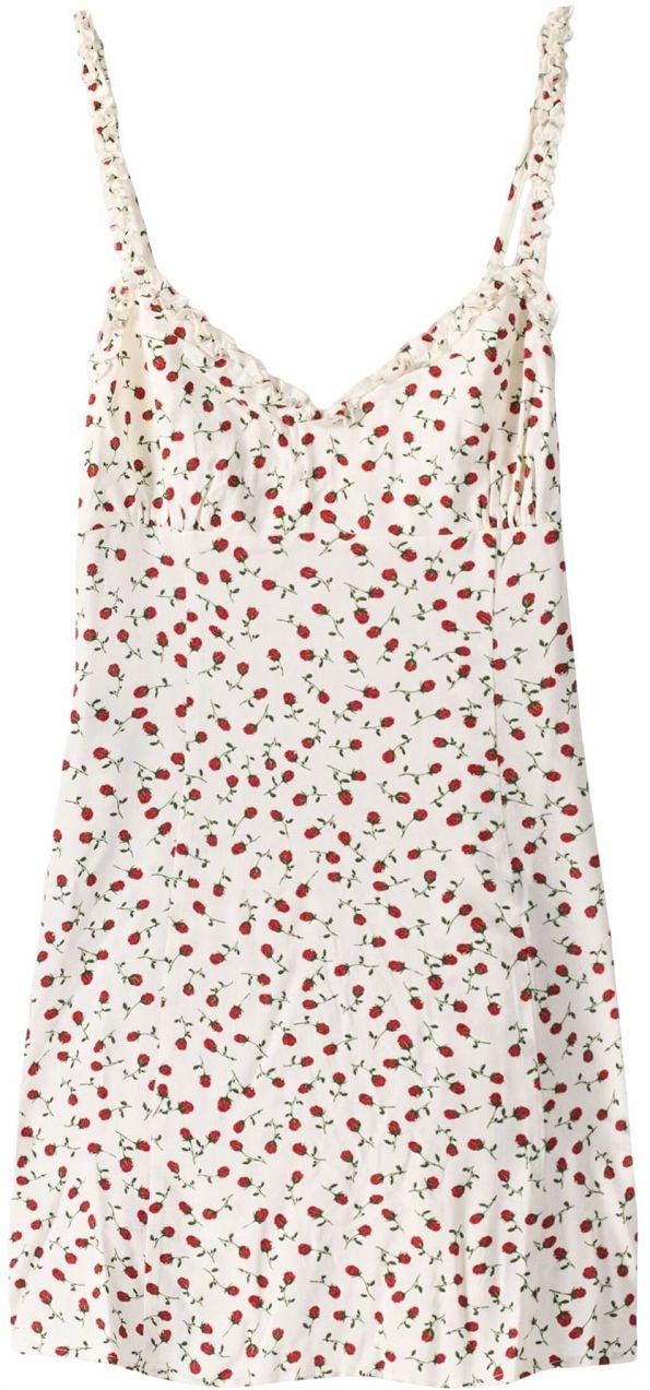 Bershka Šaty  tmavozelená / červená / biela