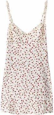 Bershka Šaty  tmavozelená / červená / biela