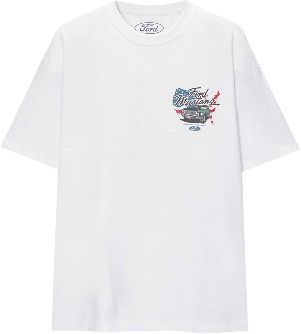 Pull&Bear Tričko  modrá / červená / čierna / biela