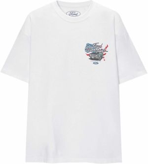 Pull&Bear Tričko  modrá / červená / čierna / biela