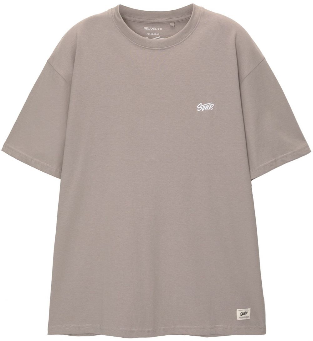 Pull&Bear Tričko  kamenná / biela