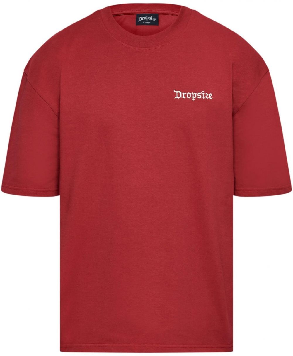 Dropsize Tričko  krvavo červená / biela