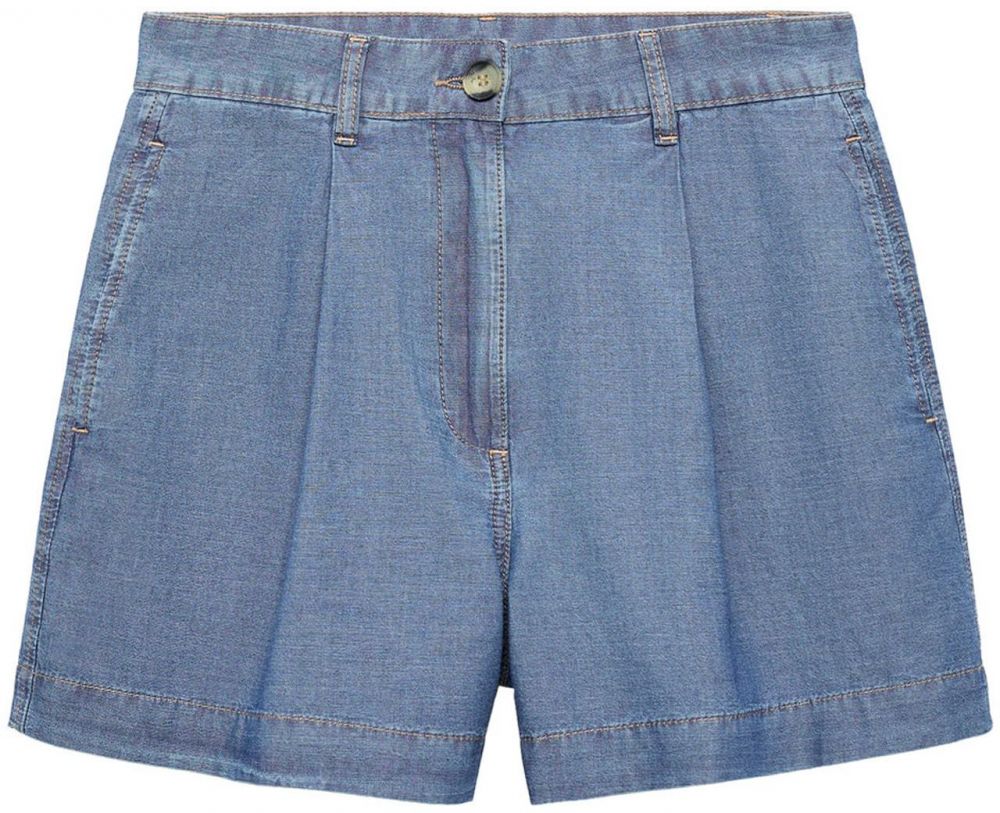 MANGO Nohavice s pukmi 'Letizia'  modrá denim