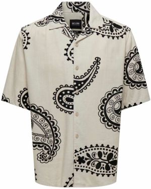 Only & Sons Košeľa 'ONSAustin'  sivobéžová / čierna