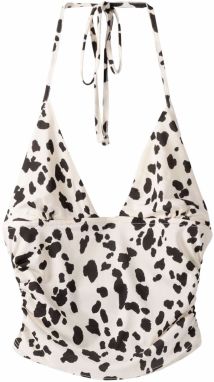 Bershka Top  čierna / biela ako vlna