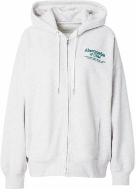 Abercrombie & Fitch Tepláková bunda  sivá melírovaná / nefritová