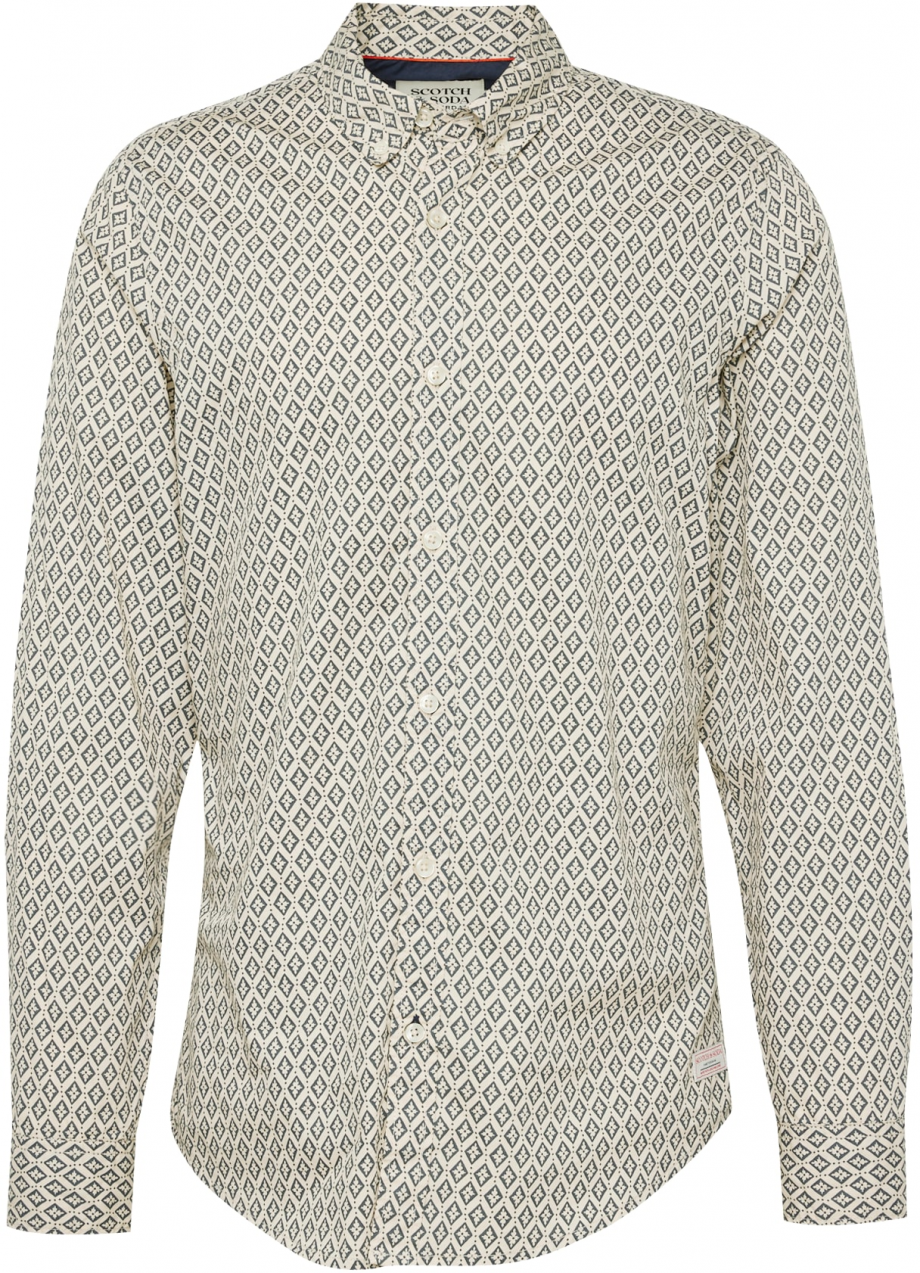 SCOTCH & SODA Košeľa 'Ditsy'  béžová / tmavozelená