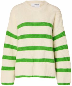 SELECTED FEMME Sveter 'SLFBloomie'  krémová / neónovo zelená