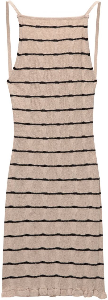Pull&Bear Pletené šaty  kapučíno / čierna