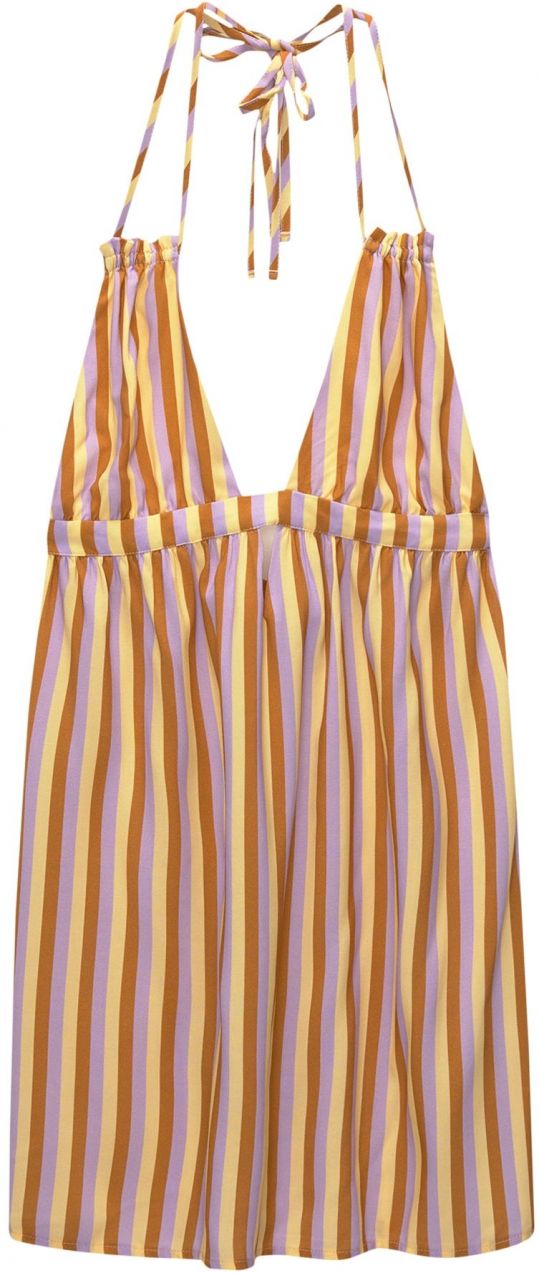 Pull&Bear Letné šaty  koňaková / žltá / orgovánová