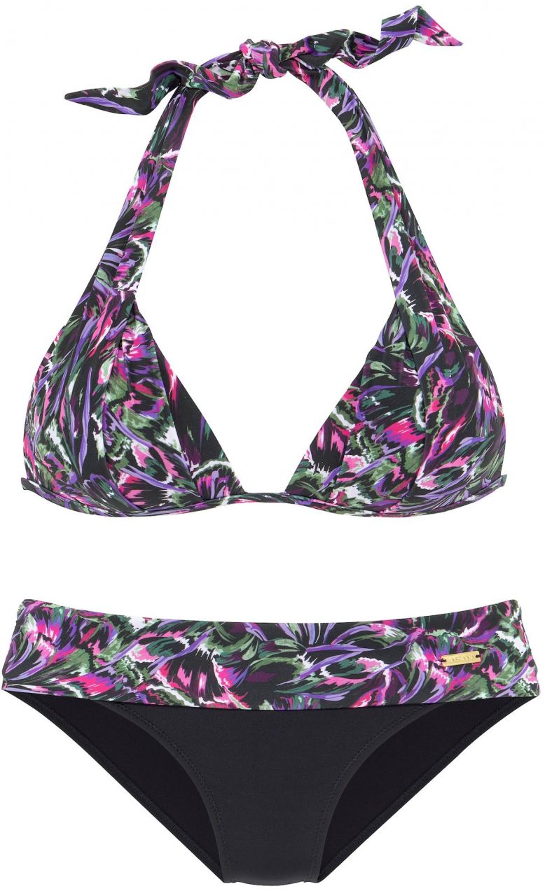 LASCANA Bikinový top  zelená / fialová / svetloružová / čierna