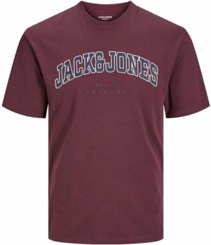 JACK & JONES Tričko 'JJECALEB'  námornícka modrá / vínovo červená / biela