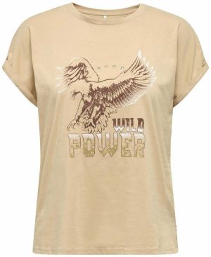 ONLY Tričko  tmavobéžová / tmavohnedá / horčicová