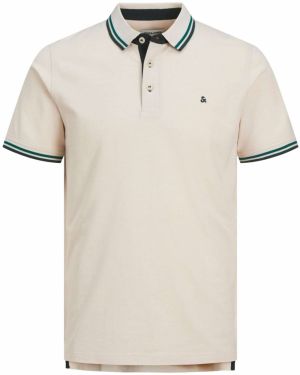 JACK & JONES Tričko 'JJPaulos'  béžová / zelená / tmavozelená