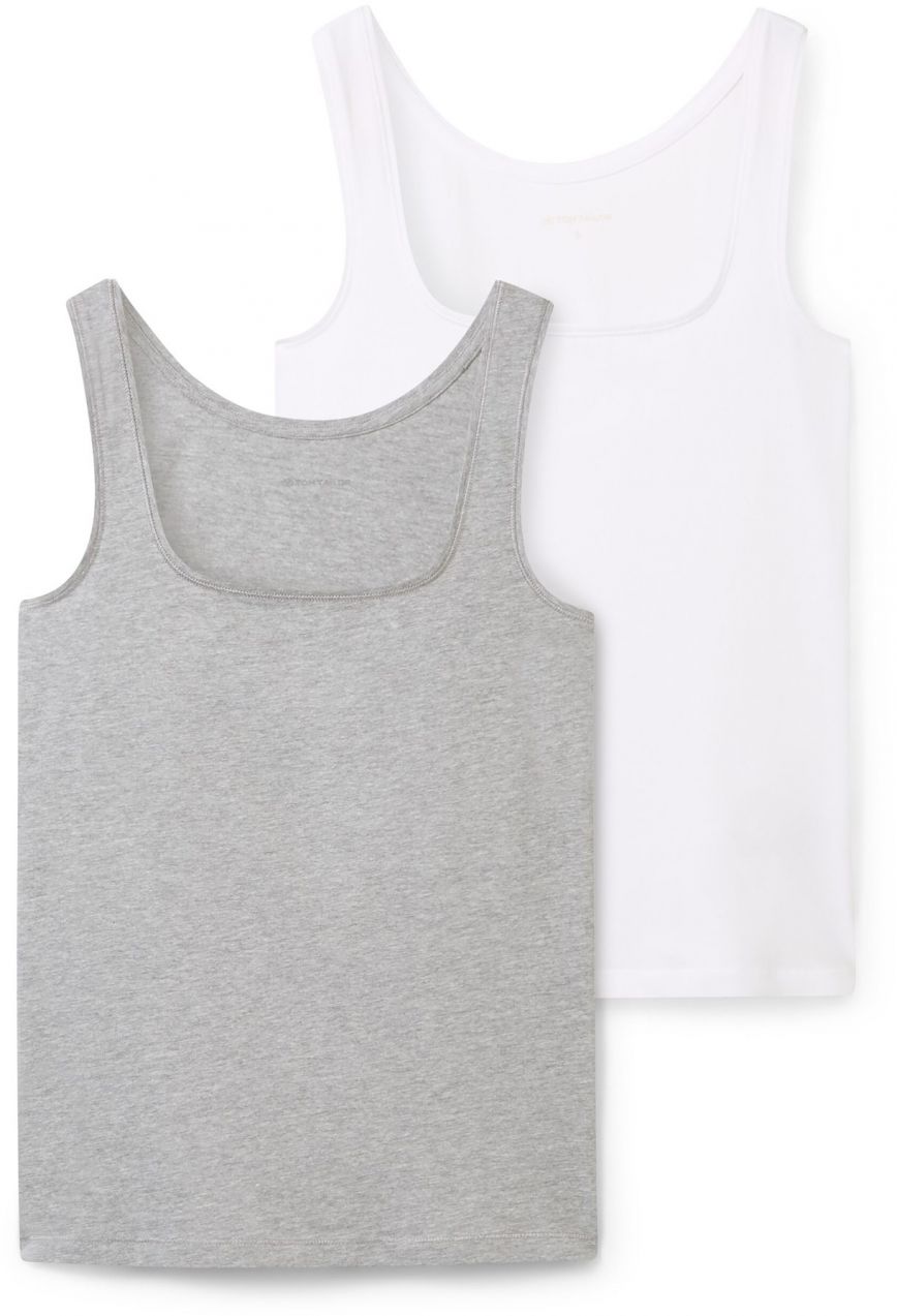 TOM TAILOR Top  sivá melírovaná / biela