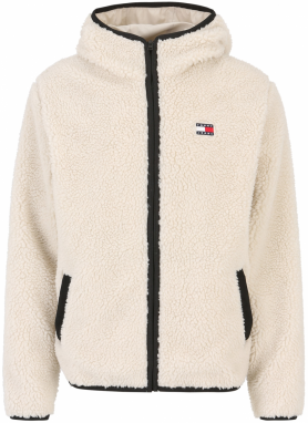 Tommy Jeans Flisová bunda  béžová / čierna