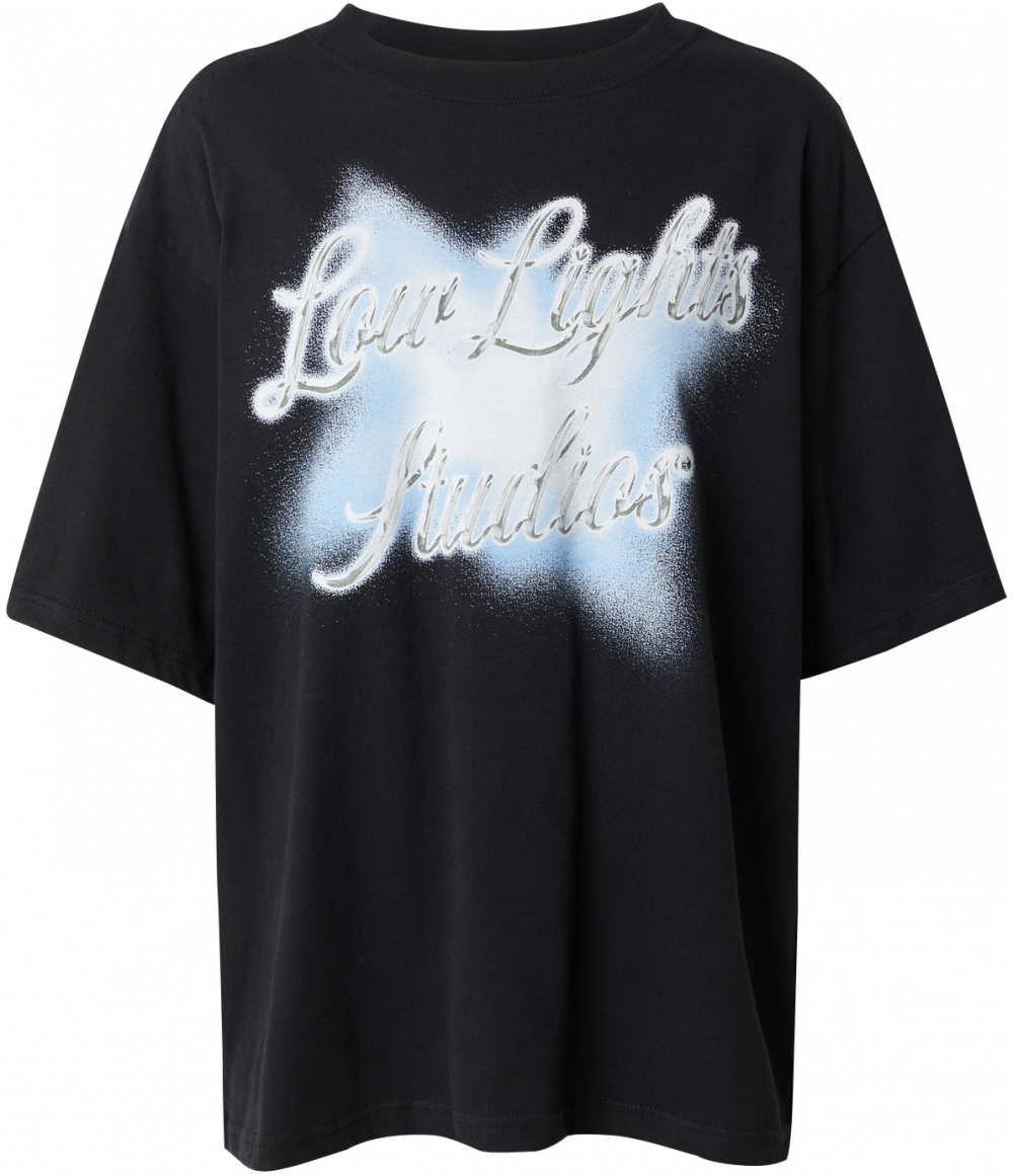 Low Lights Studios Tričko 'CHROMATIC'  svetlomodrá / čierna / strieborná