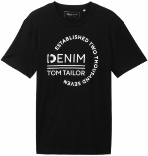 TOM TAILOR DENIM Tričko  čierna / biela