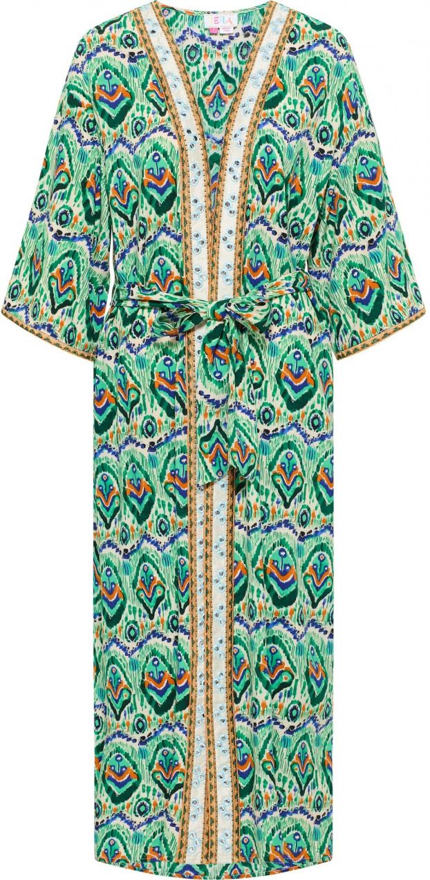 IZIA Kimono  béžová / tmavomodrá / zelená / oranžová