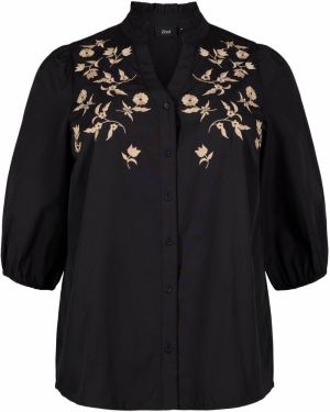 Zizzi Blúzka 'ESIDSE'  béžová / čierny denim