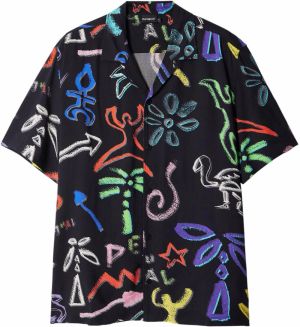 Desigual Košeľa  tmavomodrá / svetlozelená / fialová / červená / čierna