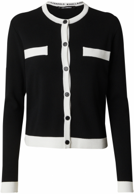 Karl Lagerfeld Kardigán 'Classic'  čierna / biela