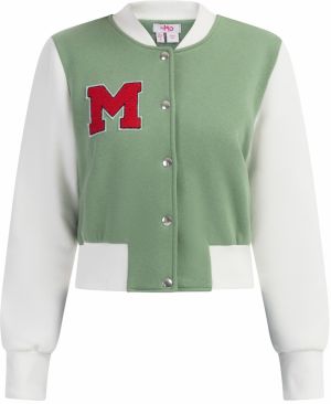 MYMO Prechodná bunda  svetlozelená / burgundská / biela