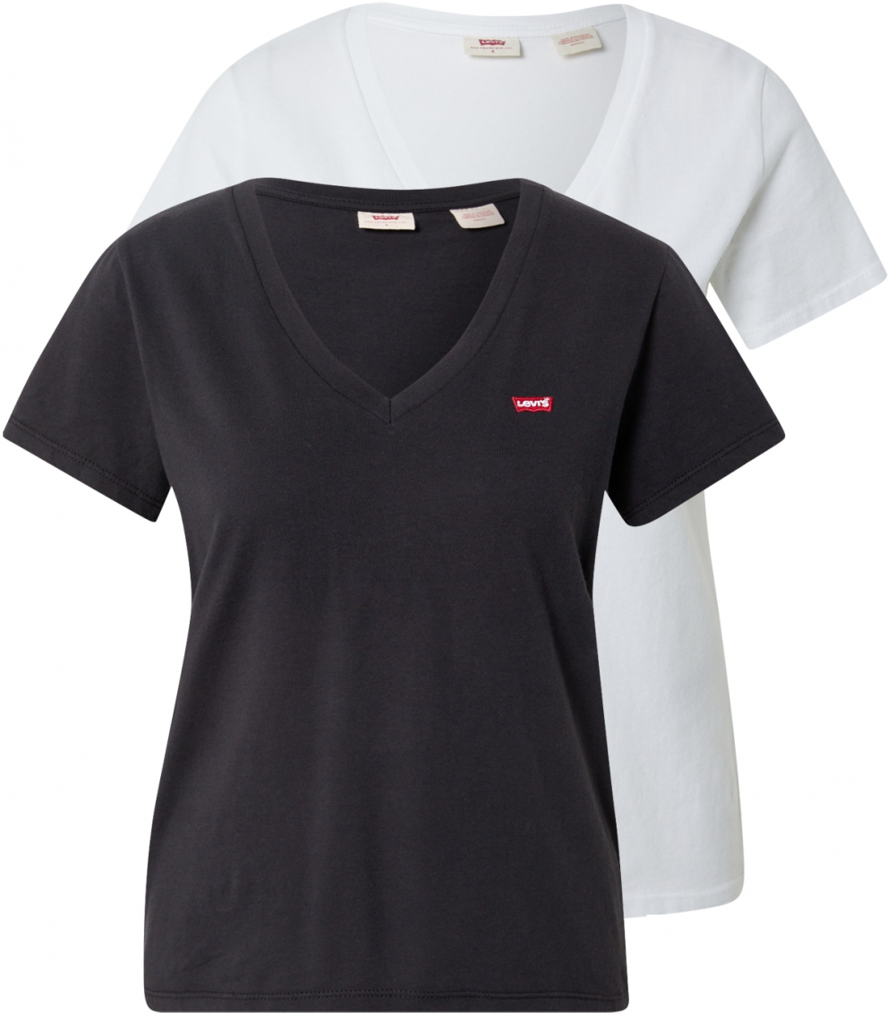 LEVI'S ® Tričko '2 Pack Vneck Tee'  čierna / biela