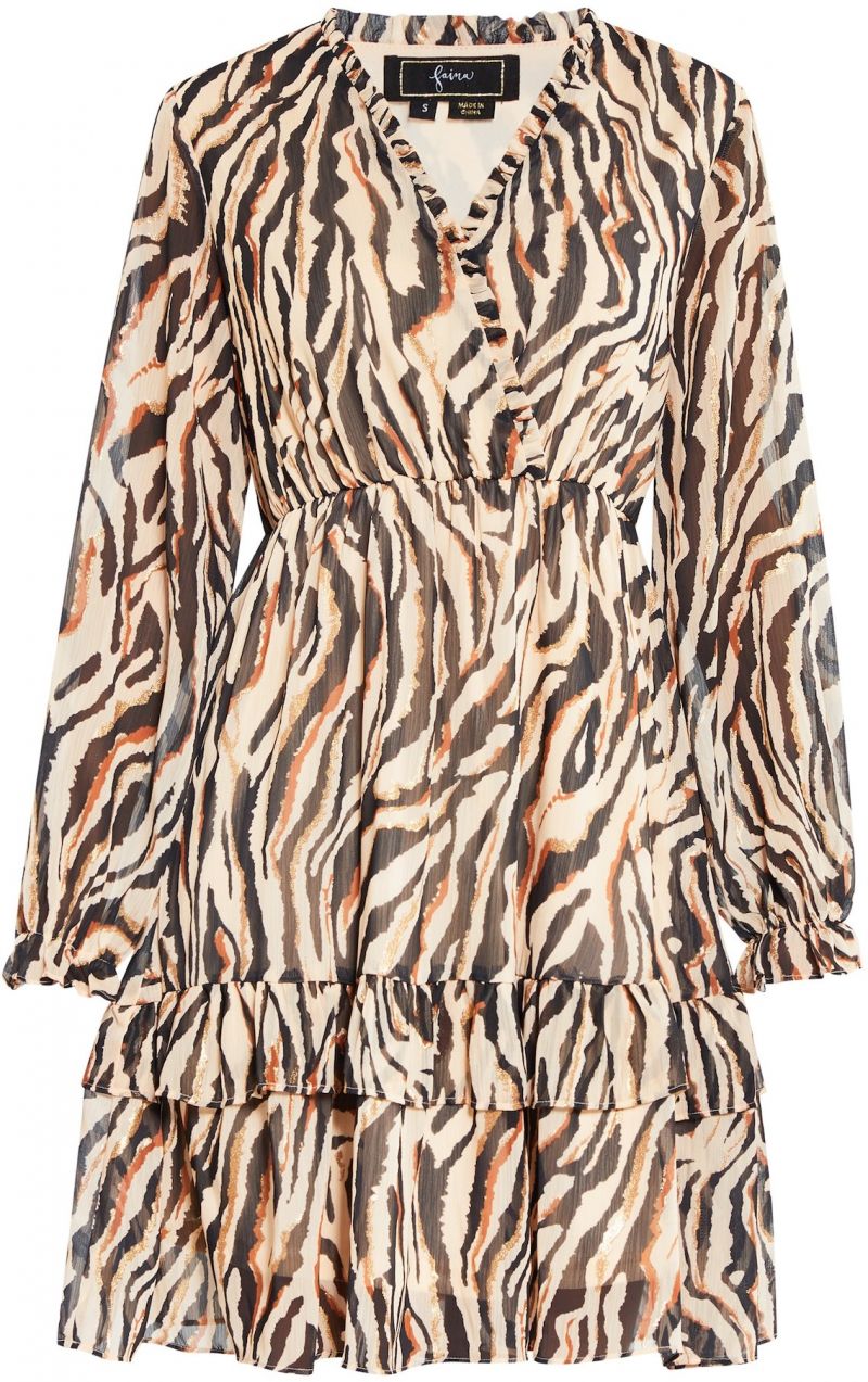 faina Šaty  krémová / hnedá / sivá