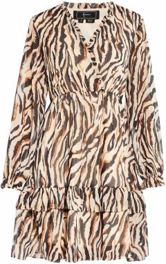 faina Šaty  krémová / hnedá / sivá