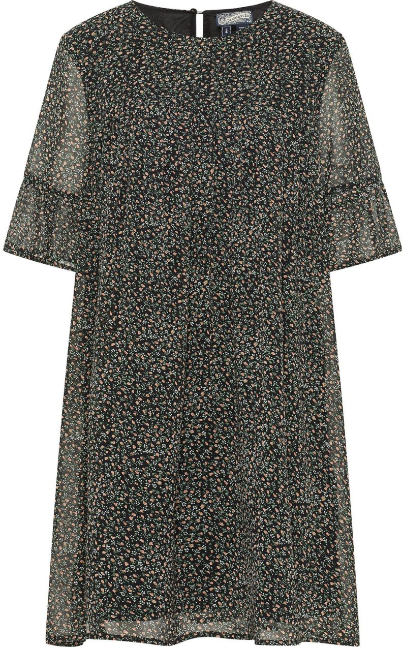 DreiMaster Vintage Šaty  tmavozelená / oranžová / čierna / šedobiela