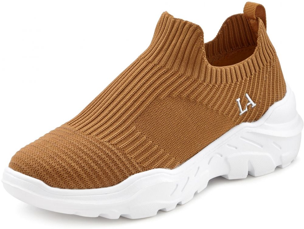 LASCANA Slip-on obuv  hnedá / biela