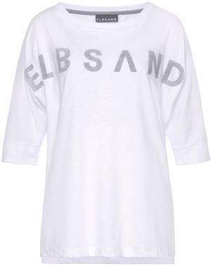 Elbsand Tričko  sivá melírovaná / biela
